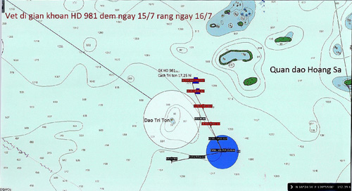 Giàn khoan Hải Dương- 981 dịch chuyển ra ngoài thềm lục địa Việt Nam